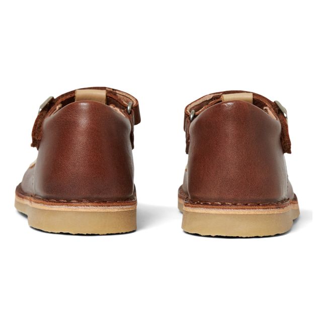 Peter Pan Embroidered T-Bar Mary Janes - Uniqua Caspule Collection Brown