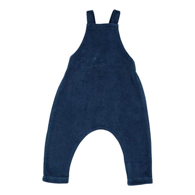 Organic Cotton Terry Cloth Overalls  | Blau