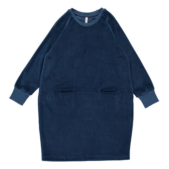 Organic Cotton Terry Cloth Dress Blau