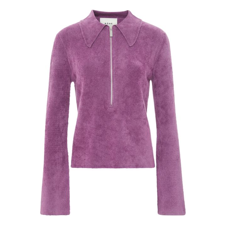 Innez Terry Cloth Zip-Up Jumper | Purple- Product image n°1
