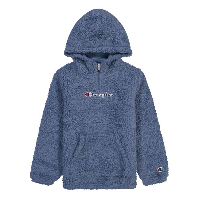 Half-Zip Polar Fleece Hoodie | Grey blue