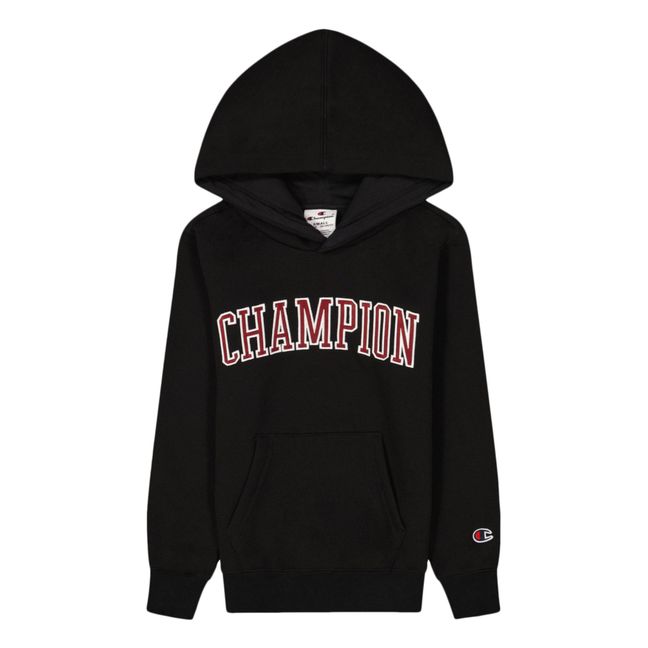Sudadera con capucha y logotipo grueso | Negro