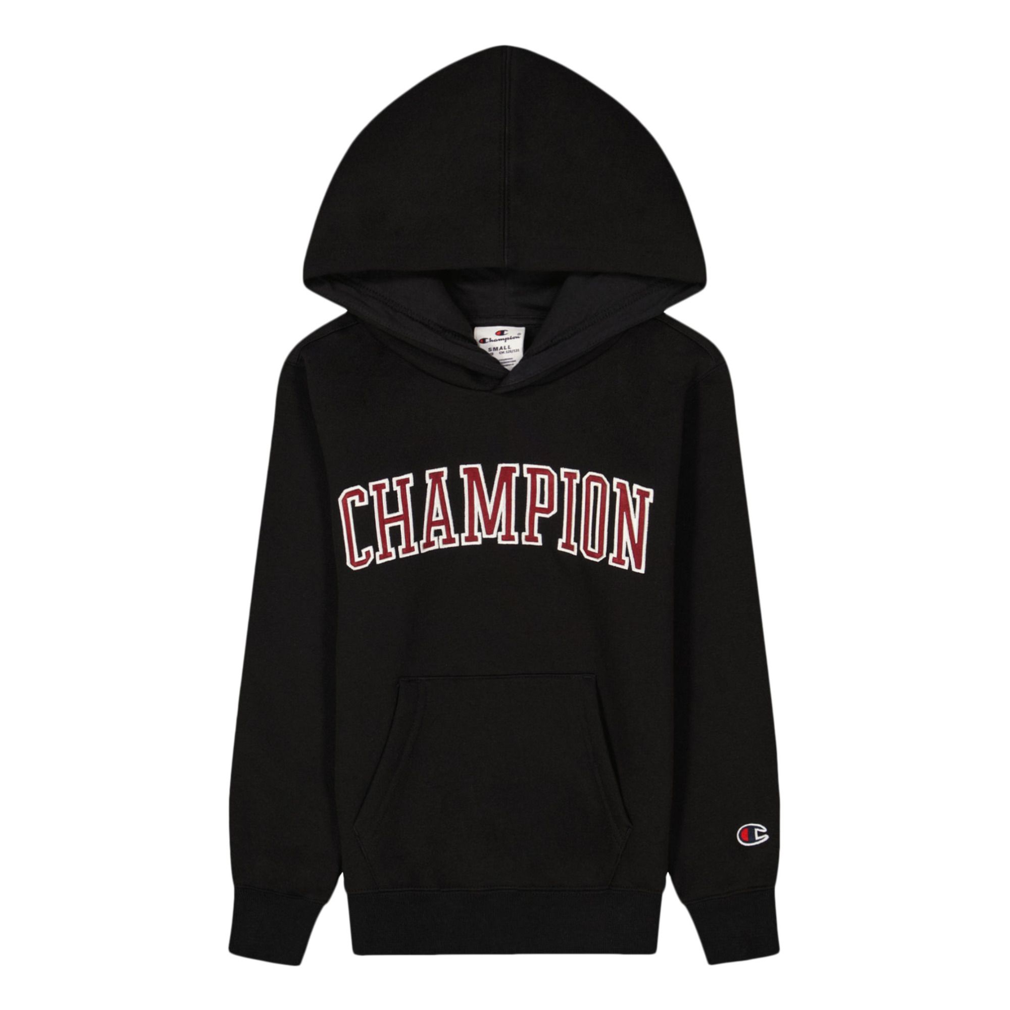 Small champion logo on sale hoodie