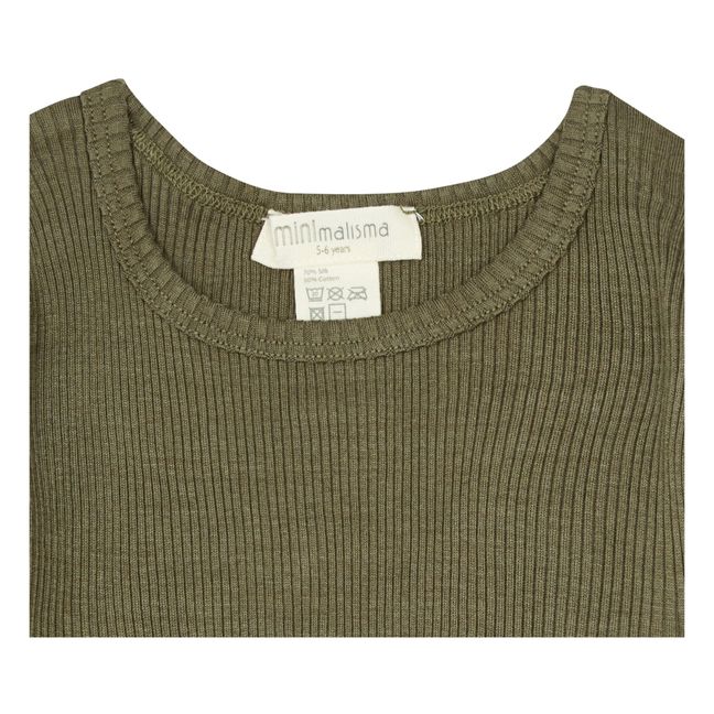 Camiseta de algodón y seda Bergen | Verde Kaki