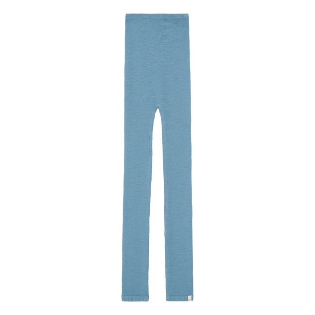 Legging de lana merina acanalada Arona | Azul Gris