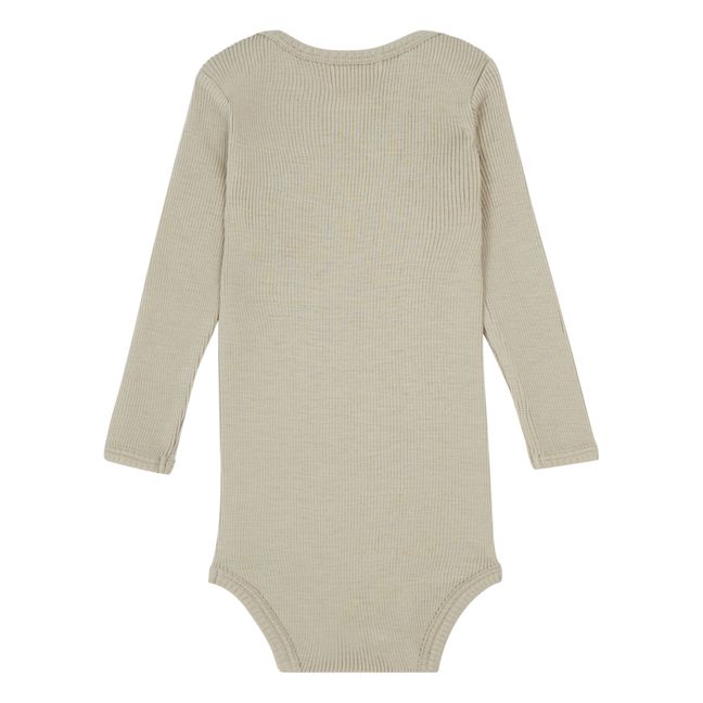 Alaska Merino Wool Ribbed Baby Bodysuit | Sage