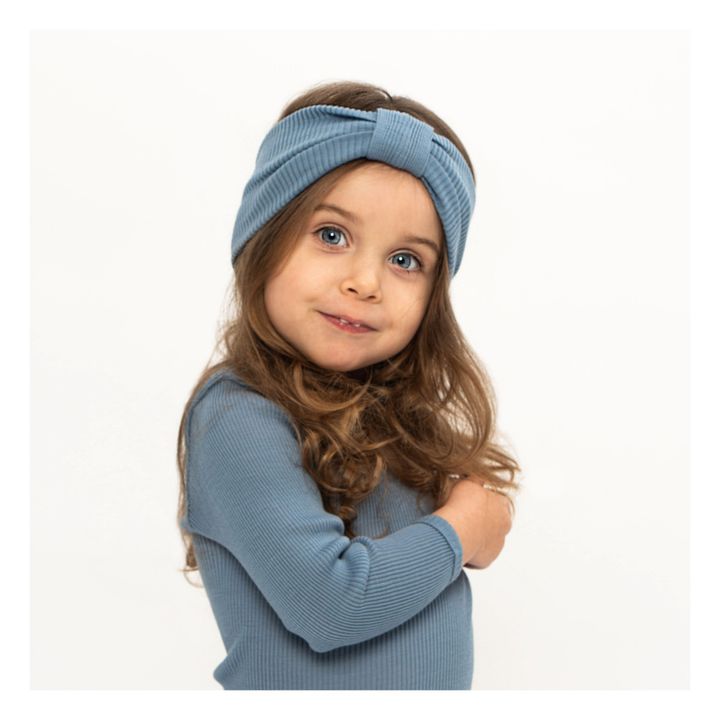 Alaska Merino Wool Ribbed Baby Bodysuit | Grey blue- Product image n°1