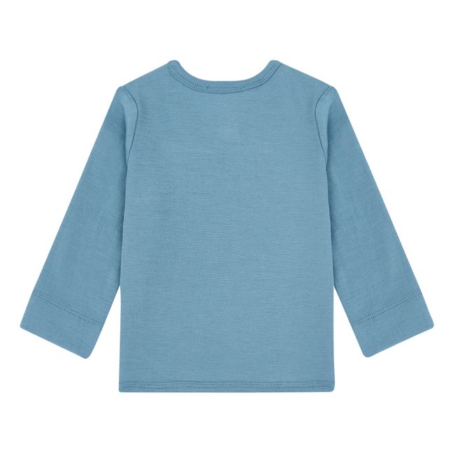 Also Merino Wool Wrap Over T-shirt | Grey blue