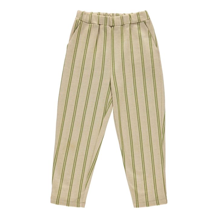 Striped Organic Cotton Trousers | Grün- Produktbild Nr. 0