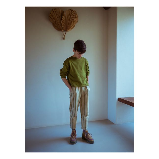 Striped Organic Cotton Trousers | Verde