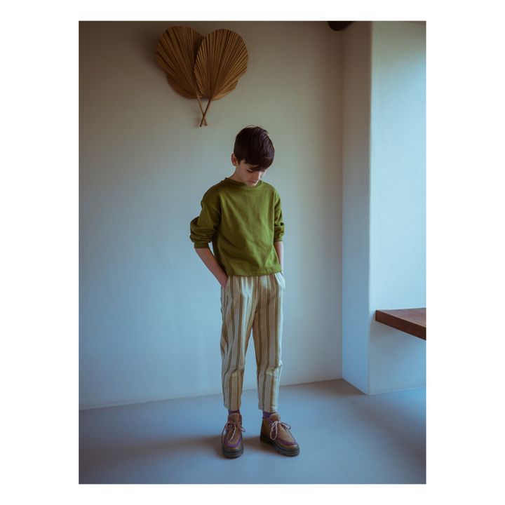 Striped Organic Cotton Trousers | Grün- Produktbild Nr. 1
