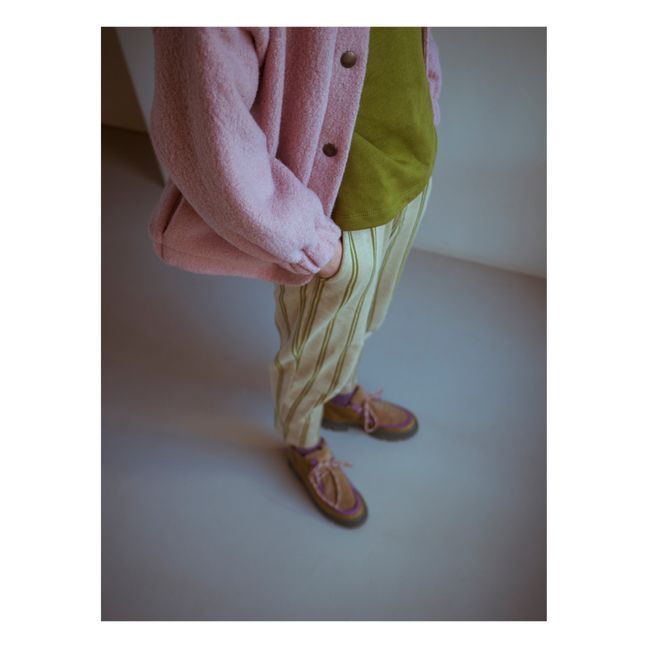 Pantalon  Coton Bio Rayée Verde