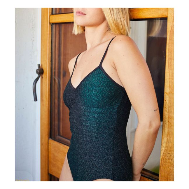 Georgette Shiny Swimsuit | Nero