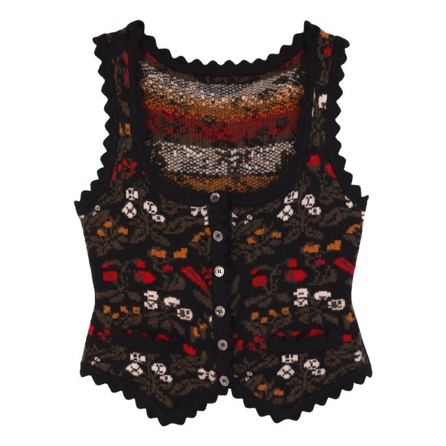 Berries Woollen Vest | Nero