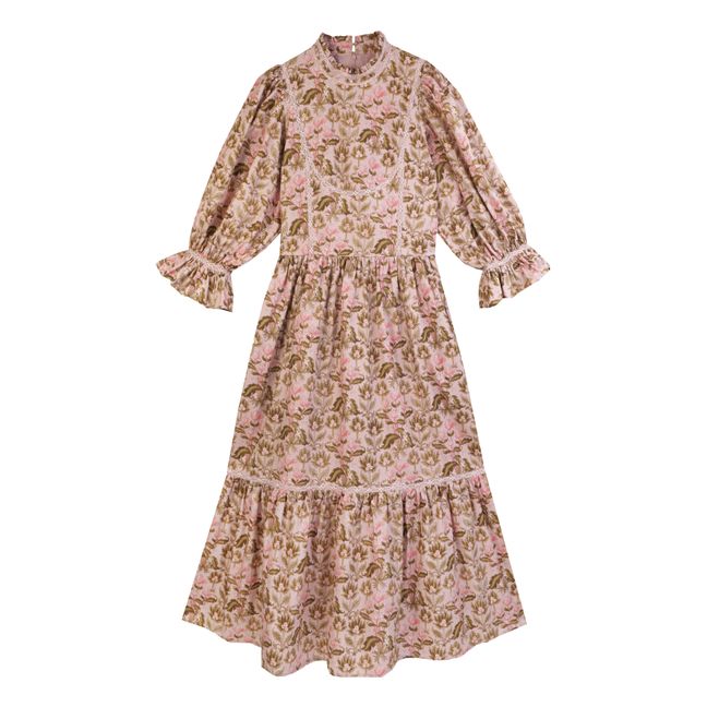 Amaryllis Floral Print Dress Beige rosé