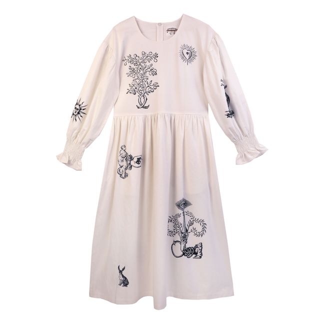 Pavonia Print Dress Weiß
