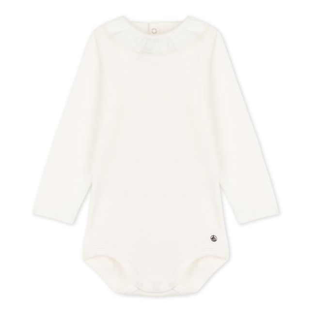Organic Cotton Peter Pan Collar Baby Bodysuit Blanco