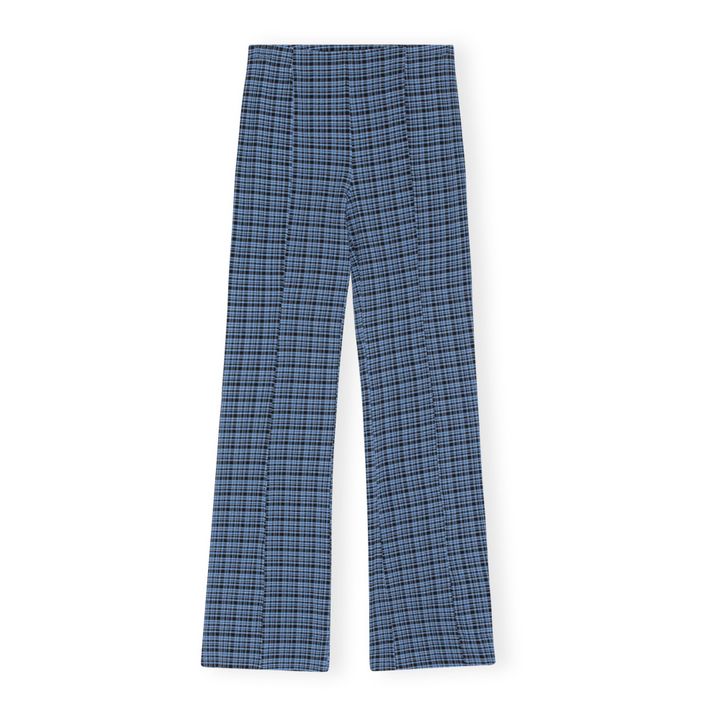 Cotton Crepe Checked Flare Pants | Azul- Imagen del producto n°0