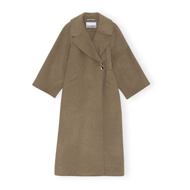 Long Recycled Wool Coat | Camel