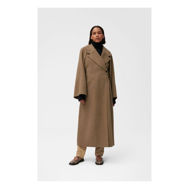 Manteau Long Laine Recyclé | Camel