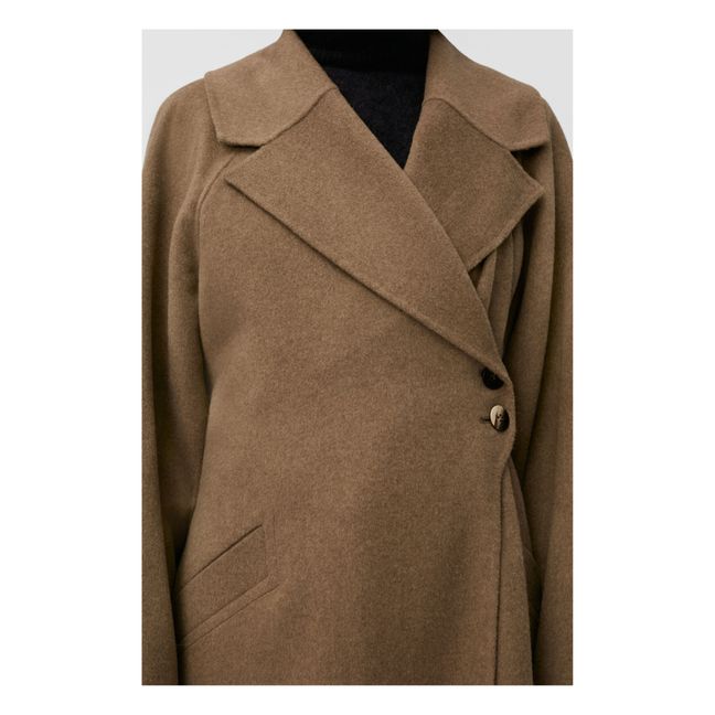 Long Recycled Wool Coat | Camel