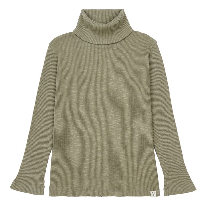 Jules Ribbed Organic Cotton Turtleneck | Olive green- Product image n°0