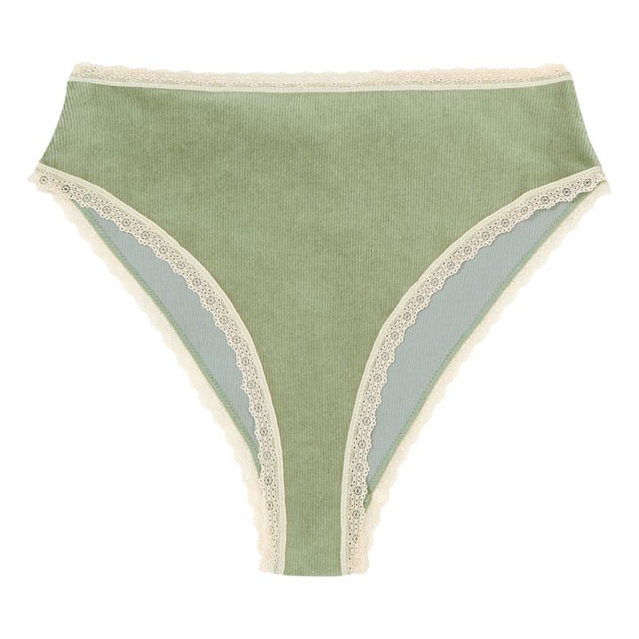 Unterhose mit hoher Taille aus Cord Rina - Damenkollektion  | Salbei- Produktbild Nr. 0