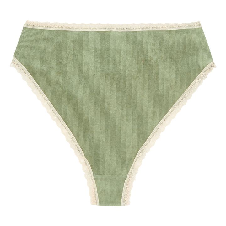 Unterhose mit hoher Taille aus Cord Rina - Damenkollektion  | Salbei- Produktbild Nr. 1