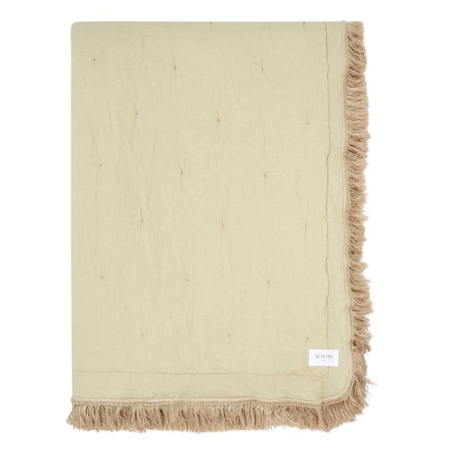 Organic Cotton and Linen Fringed Bedspread Eiche