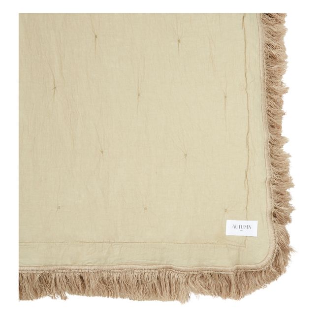 Organic Cotton and Linen Fringed Bedspread Eiche