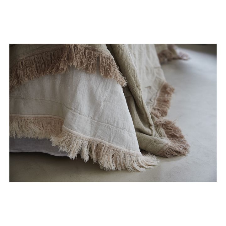 Organic Cotton and Linen Fringed Bedspread | Quercia- Immagine del prodotto n°3