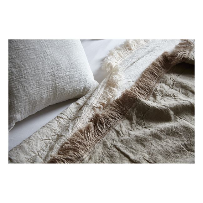 Cubrecama de algodón orgánico y lino con flecos | Roble