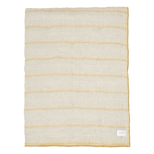 Copriletto a righe, in lino | Giallo