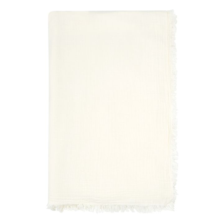 Mantel de doble gasa de algodón con flecos Hanoï | Leche- Imagen del producto n°0