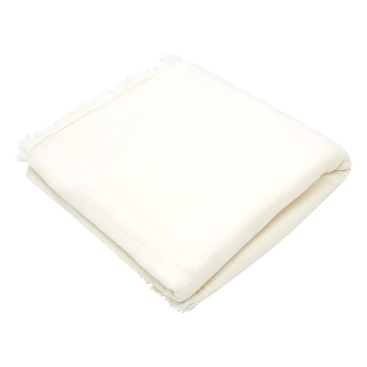 Mantel de doble gasa de algodón con flecos Hanoï | Leche- Imagen del producto n°4