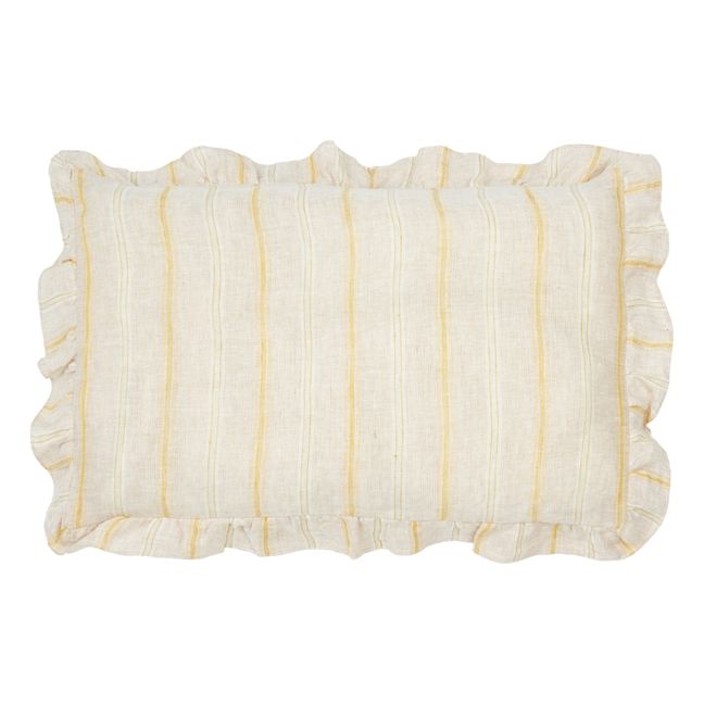 Taie de coussin en lin à volants
