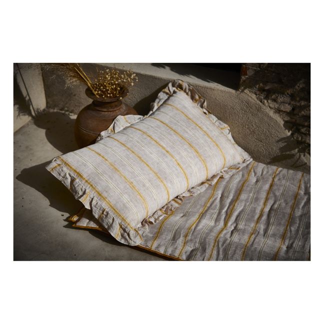 Taie de coussin en lin à volants