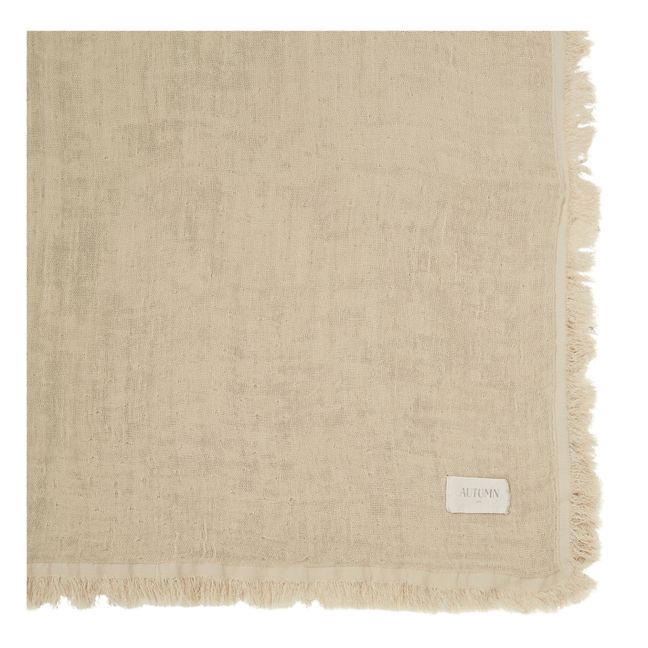 Loulou Double Cotton Muslin Fringed Blanket | Marrón