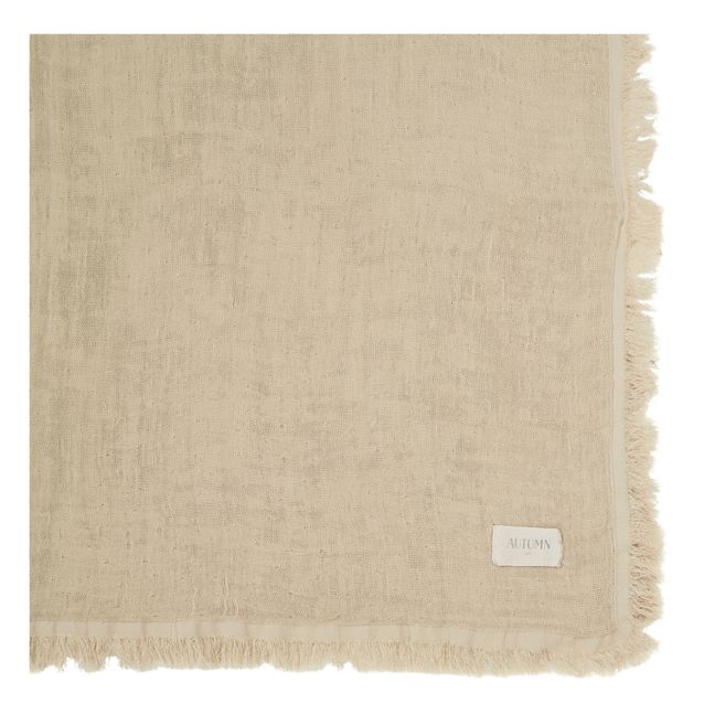 Plaid Loulou frangé en double gaze de coton bio | Brun