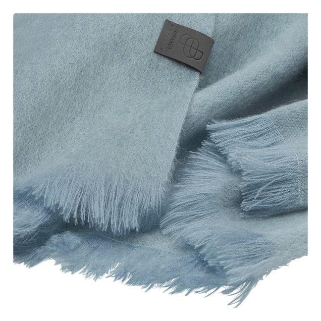 Brushed Solid Alpaca Shawl | Azzurro