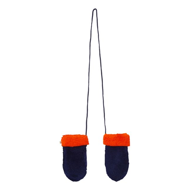 Two-Tone Merino Wool Sheepskin Mittens | Navy blue