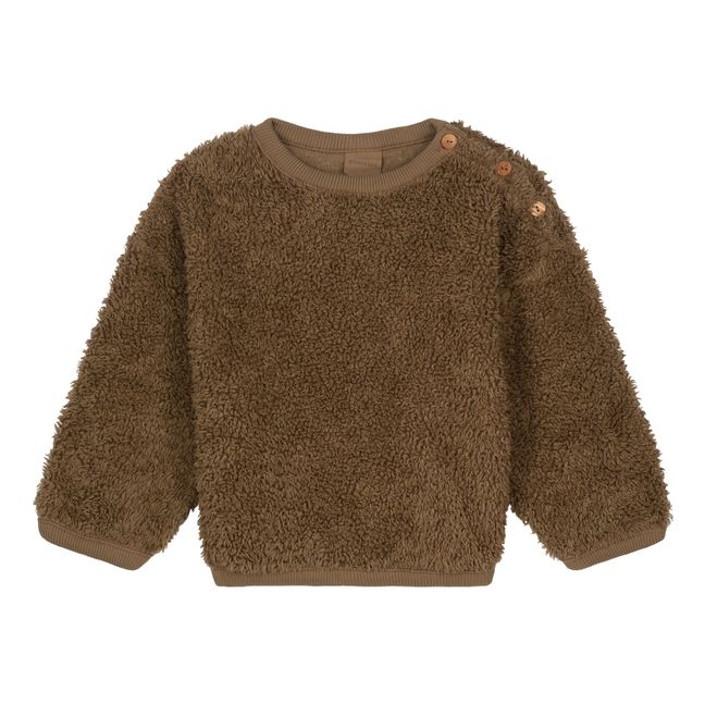 Organic Cotton Sherpa Bear Sweatshirt | Brown