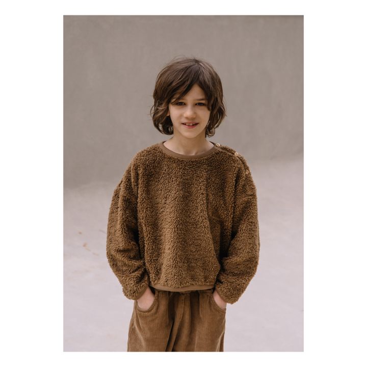 Organic Cotton Sherpa Bear Sweatshirt | Braun- Produktbild Nr. 1