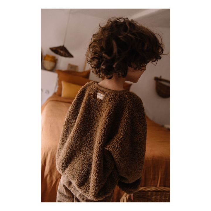 Organic Cotton Sherpa Bear Sweatshirt | Marrón- Imagen del producto n°6