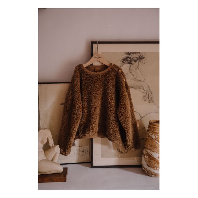 Organic Cotton Sherpa Bear Sweatshirt Marrone