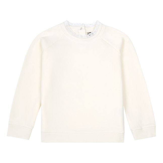 Tilia Organic Cotton Lace Collar Sweatshirt | Ecru