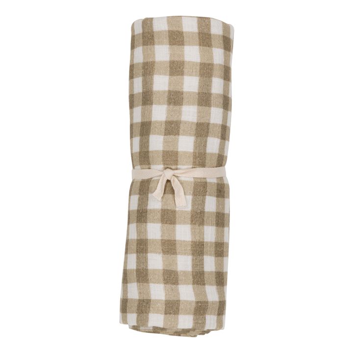 Organic Cotton Gingham Swaddling Cloth | Beige- Product image n°0