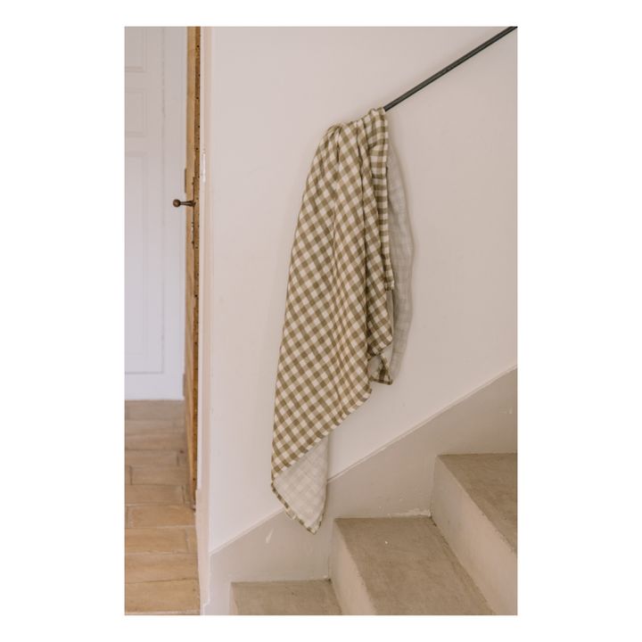 Organic Cotton Gingham Swaddling Cloth | Beige- Product image n°1