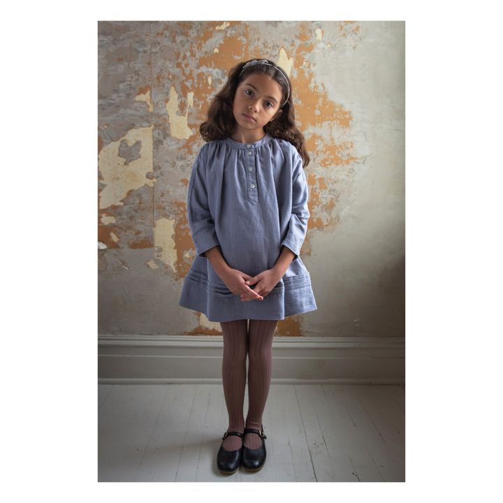 Goldie Linen Dress | Graublau- Produktbild Nr. 1