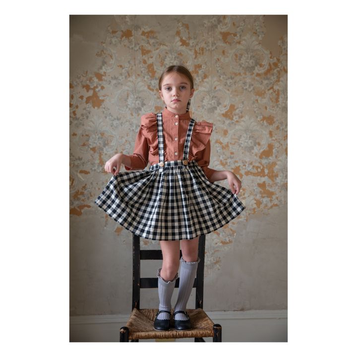 Mavis Checked Suspender Skirt | Ecru- Product image n°1